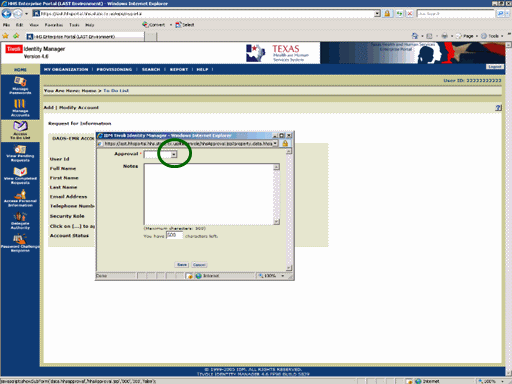 Screenshot of the Request Disposition window